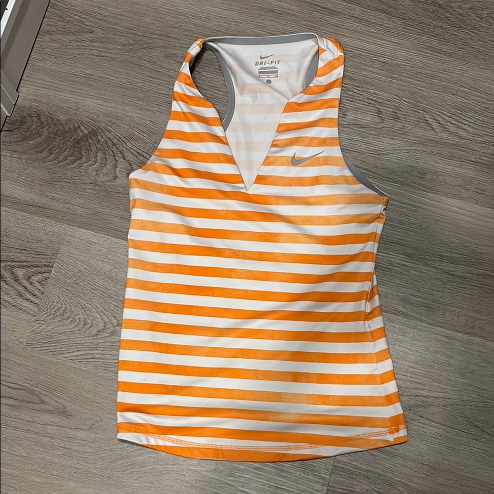 Like NEW S Nike dry fit Women's Orange Striped Tank Top